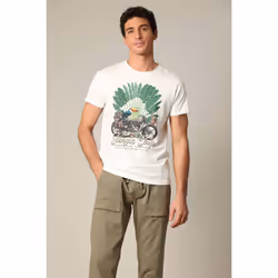 T-shirt classique en jersey de coton avec imprimé AVENTURA