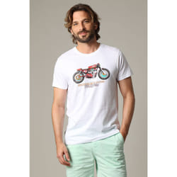 T-shirt classique en jersey de coton avec imprimé moto GASOLINE