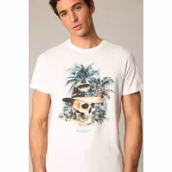 T-shirt en coton à manches courtes avec graphisme sur le devant CAIMAN