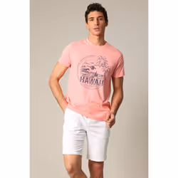 T-shirt en jersey de coton avec print et manches courtes MAHALO