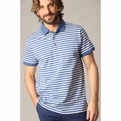 Polo homme coton coupe standard et manches courtes à rayures MAUPITI