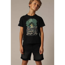 T-shirt garçon à col rond avec imprimé original sur le devant AVENTURA