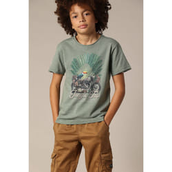 T-shirt garçon à col rond avec imprimé original sur le devant AVENTURA