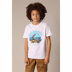 T-shirt garçon col rond avec imprimé squelette à moto sur le devant DWAIN