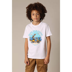T-shirt garçon col rond avec imprimé squelette à moto sur le devant DWAIN