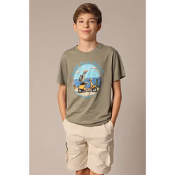 T-shirt garçon col rond avec imprimé squelette à moto sur le devant DWAIN