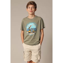 T-shirt garçon col rond avec imprimé squelette à moto sur le devant DWAIN