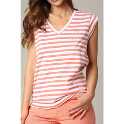 T-shirt en jersey de coton avec broderie cœur et rayures VAMIKA