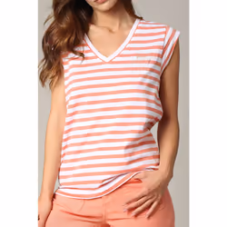 T-shirt en jersey de coton avec broderie cœur et rayures VAMIKA