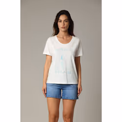 T-shirt en jersey de coton avec print + glitter MISTIK