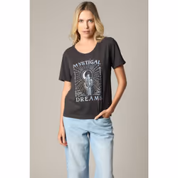 T-shirt en jersey de coton avec print + glitter MISTIK