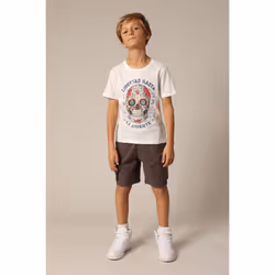 T-shirt garçon à col rond avec imprimé calavera sur le devant CRANEO