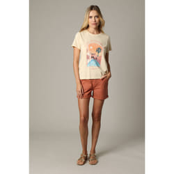 T-shirt classique col rond et manches courtes au style ethnique avec motif 100% coton RIAD