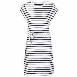 Robe rayée en jersey coton avec col rond et manches courtes à revers ACHANDA