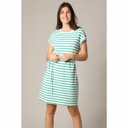 Robe rayée en jersey coton avec col rond et manches courtes à revers ACHANDA