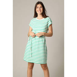 Robe rayée en jersey coton avec col rond et manches courtes à revers ACHANDA