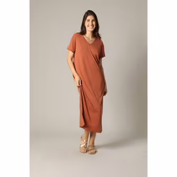 Robe fantaisie et décontractée manches courtes et col V en modal SORA