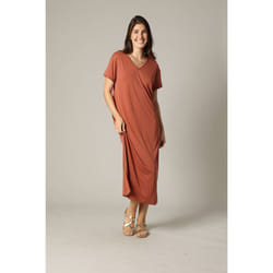 Robe fantaisie et décontractée manches courtes et col V en modal SORA