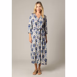 Robe longue en viscose avec incrustation fils lurex, à motifs JADY