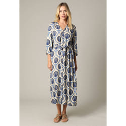 Robe longue en viscose avec incrustation fils lurex, à motifs JADY