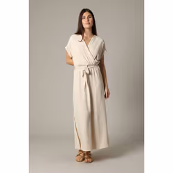 Robe casual unie à manches courtes et au col cache-cœur TEYSSA