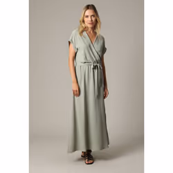 Robe casual unie à manches courtes et au col cache-cœur TEYSSA