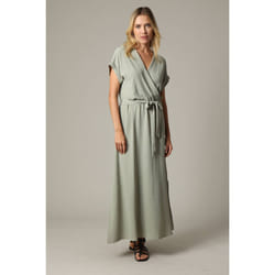 Robe casual unie à manches courtes et au col cache-cœur TEYSSA