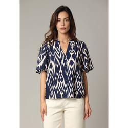Blouse bohème en viscose à motif ethnique et encolure V VILANA