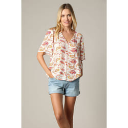 Blouse ample bohème en crêpe avec col V et manches papillon TALMI