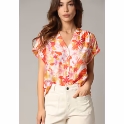 Blouse DIALA en viscose, coupe droite avec imprimé tropical DIALA