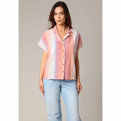 Chemise oversize à boutons en lin à rayures, fils teints HILOA