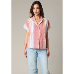 Chemise oversize à boutons en lin à rayures, fils teints HILOA
