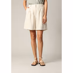 Short femme en coton et lin à rayures avec fermeture à glissière GITA