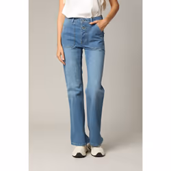 Jean flare en denim bleu avec braguette à fermeture à glissière RIO