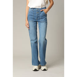 Jean flare en denim bleu avec braguette à fermeture à glissière RIO