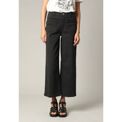 Jean taille haute coupe large en denim noir LILOO