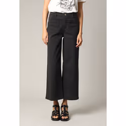Jean taille haute coupe large en denim noir LILOO
