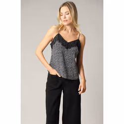 Top à bretelles avec détail en dentelle et imprimé animalier stylisé DAKOTA