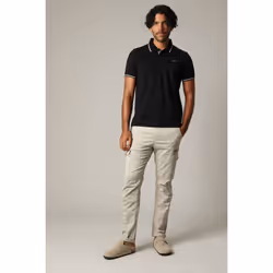 Polo en coton avec col, poche avant et manches à détails contrastants DREX