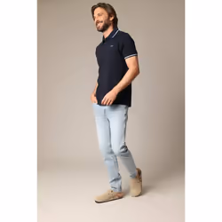 Polo en coton avec col, poche avant et manches à détails contrastants DREX
