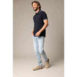 Polo en coton avec col, poche avant et manches à détails contrastants DREX