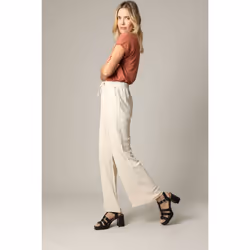 Pantalon fluide en tissu texturé avec taille élastiquée et double couture verticale NISKI