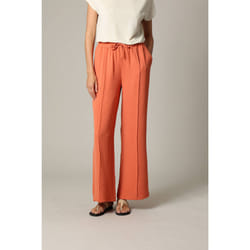 Pantalon fluide en tissu texturé avec taille élastiquée et double couture verticale NISKI
