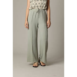 Pantalon fluide en tissu texturé avec taille élastiquée et double couture verticale NISKI