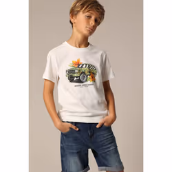 T-shirt col rond avec imprimé moto Sunset Expedition sur le devant ZANZITO