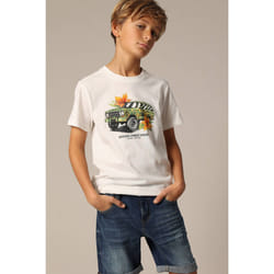 T-shirt col rond avec imprimé moto Sunset Expedition sur le devant ZANZITO