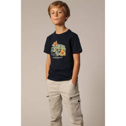 T-shirt col rond avec imprimé moto Sunset Expedition sur le devant ZANZITO