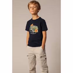 T-shirt col rond avec imprimé moto Sunset Expedition sur le devant ZANZITO