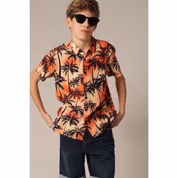Chemise garçon oversize en viscose à imprimé tropical HANDY