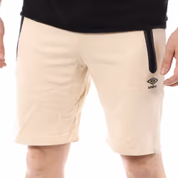 Short Homme Beige/Noir Umbro 869102 - Deux poches zippées - Taille élastique avec cordon de serrage